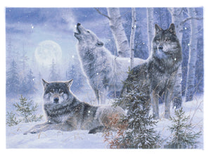 LED Tabletop Canvas Art 8"x6" Wall Decor Light up Picture 6H Timer,WOLF FAMILY