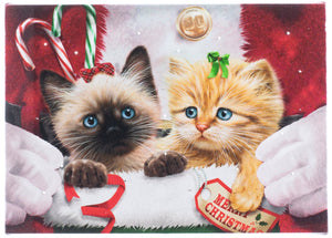 LED Tabletop Canvas Art 8"x6" Wall Decor Light up Picture 6H Timer, CHRISTMAS KITTENS