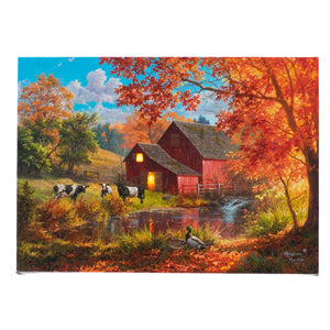 LED Tabletop Canvas Art 8"x6" Wall Decor Light up Picture 6H Timer,  AUTUMN BLISS