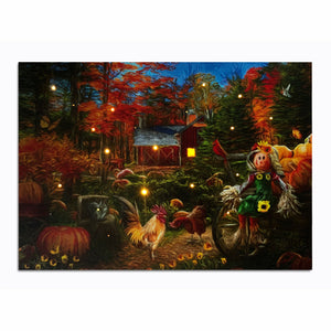 LED Tabletop Canvas Art 8"x6" Wall Decor Light up Picture 6 Hour Timer, PROTECTIVE SCARECROW