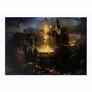 LED Tabletop Canvas Art 8"x6" Wall Decor Light up Picture 6 Hour Timer, BOIL & TROUBLE