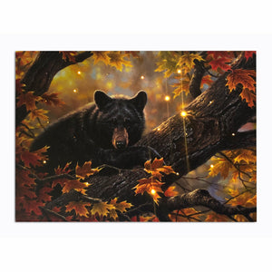 LED Tabletop Canvas Art 8"x6" Wall Decor Light up Picture 6 Hour Timer, Bear Fall