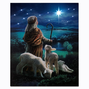 LED Lighted Canvas Wall Art, Home Decor Light up Picture with Timer, Little Shepard Boy L