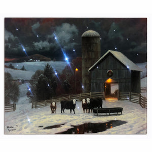 LED Lighted Canvas Wall Art Light up Picture with Timer, WINTERY FARM