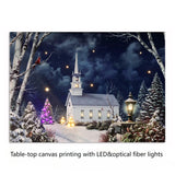 Table-top canvas picture with LED & optical fiber Christmas gift